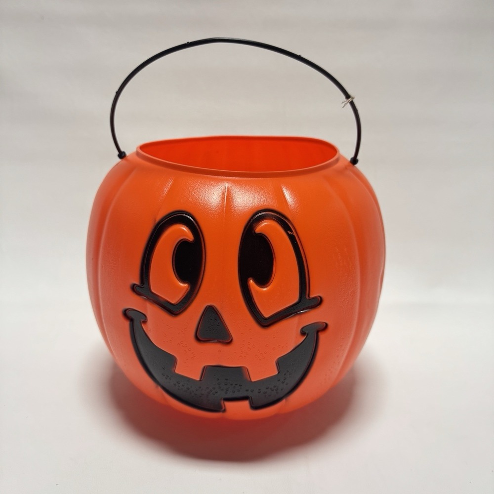 General Foam Plastic Blow Mold Pumpkin Pail Halloween Bucket Jack-O-Lantern USA